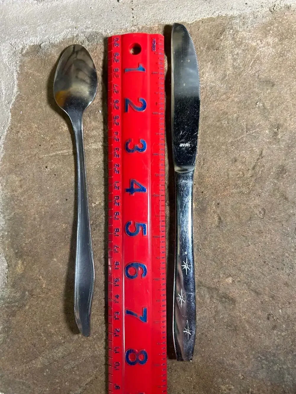 Starburst pattern Long iced tea spoon and Butter knife made in Japan